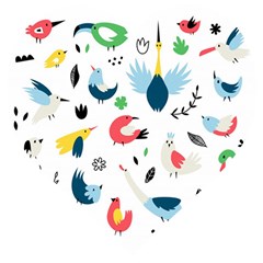 Vector Set Isolates With Cute Birds Scandinavian Style Wooden Puzzle Heart by Salman4z