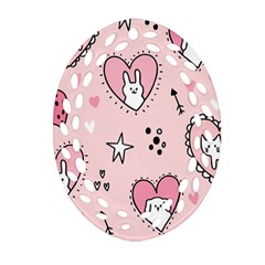 Cartoon Cute Valentines Day Doodle Heart Love Flower Seamless Pattern Vector Oval Filigree Ornament (two Sides) by Salman4z