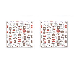 Vector Thin Line Art Vet Seamless Pattern Cufflinks (square)