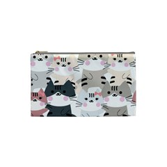 Cute Cat Couple Seamless Pattern Cartoon Cosmetic Bag (small) by Salman4z