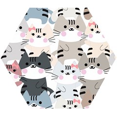 Cute Cat Couple Seamless Pattern Cartoon Wooden Puzzle Hexagon by Salman4z