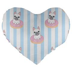 French Bulldog Dog Seamless Pattern Large 19  Premium Heart Shape Cushions by Salman4z