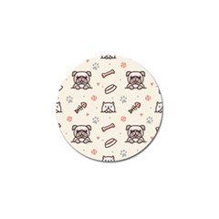 Pug Dog Cat With Bone Fish Bones Paw Prints Ball Seamless Pattern Vector Background Golf Ball Marker (4 Pack) by Salman4z