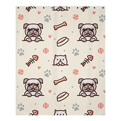 Pug Dog Cat With Bone Fish Bones Paw Prints Ball Seamless Pattern Vector Background Shower Curtain 60  X 72  (medium)  by Salman4z