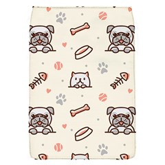 Pug Dog Cat With Bone Fish Bones Paw Prints Ball Seamless Pattern Vector Background Removable Flap Cover (s)