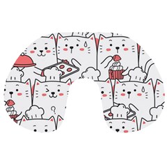 Cute Cat Chef Cooking Seamless Pattern Cartoon Travel Neck Pillow by Salman4z
