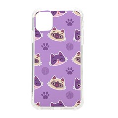 Cute Colorful Cat Kitten With Paw Yarn Ball Seamless Pattern Iphone 11 Tpu Uv Print Case by Salman4z