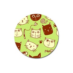 Cute Hand Drawn Cat Seamless Pattern Magnet 3  (round) by Salman4z
