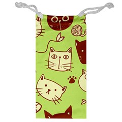 Cute Hand Drawn Cat Seamless Pattern Jewelry Bag by Salman4z