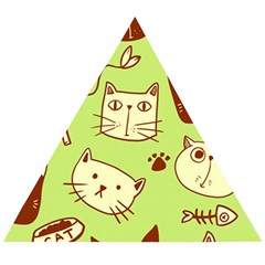 Cute Hand Drawn Cat Seamless Pattern Wooden Puzzle Triangle by Salman4z