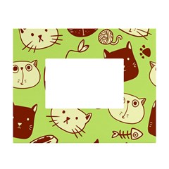 Cute Hand Drawn Cat Seamless Pattern White Tabletop Photo Frame 4 x6 