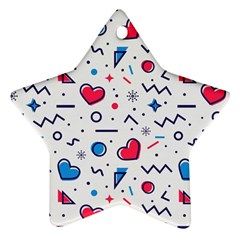 Hearts Seamless Pattern Memphis Style Star Ornament (two Sides) by Salman4z