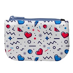 Hearts Seamless Pattern Memphis Style Large Coin Purse by Salman4z