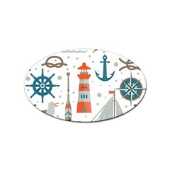 Nautical Elements Pattern Background Sticker Oval (100 Pack) by Salman4z