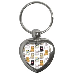 Cat Kitten Seamless Pattern Key Chain (heart) by Salman4z