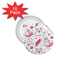 Cute Animal Seamless Pattern Kawaii Doodle Style 1 75  Buttons (10 Pack) by Salman4z