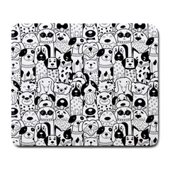 Seamless-pattern-with-black-white-doodle-dogs Large Mousepad