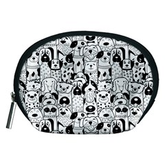 Seamless-pattern-with-black-white-doodle-dogs Accessory Pouch (Medium)