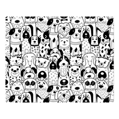 Seamless-pattern-with-black-white-doodle-dogs Premium Plush Fleece Blanket (Large)