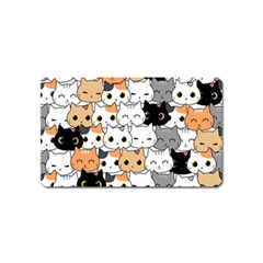 Cute-cat-kitten-cartoon-doodle-seamless-pattern Magnet (name Card)