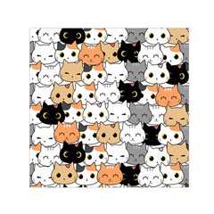 Cute-cat-kitten-cartoon-doodle-seamless-pattern Square Satin Scarf (30  X 30 ) by Salman4z