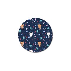 Cute-astronaut-cat-with-star-galaxy-elements-seamless-pattern Golf Ball Marker by Salman4z