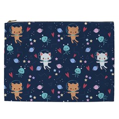 Cute-astronaut-cat-with-star-galaxy-elements-seamless-pattern Cosmetic Bag (xxl) by Salman4z