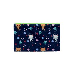 Cute-astronaut-cat-with-star-galaxy-elements-seamless-pattern Cosmetic Bag (xs) by Salman4z