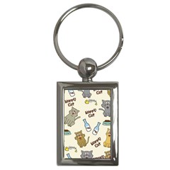 Happy-cats-pattern-background Key Chain (rectangle) by Salman4z