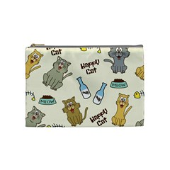 Happy-cats-pattern-background Cosmetic Bag (medium) by Salman4z