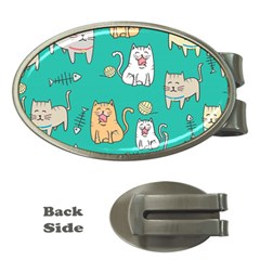 Seamless-pattern-cute-cat-cartoon-with-hand-drawn-style Money Clips (oval)  by Salman4z