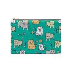 Seamless-pattern-cute-cat-cartoon-with-hand-drawn-style Cosmetic Bag (medium) by Salman4z
