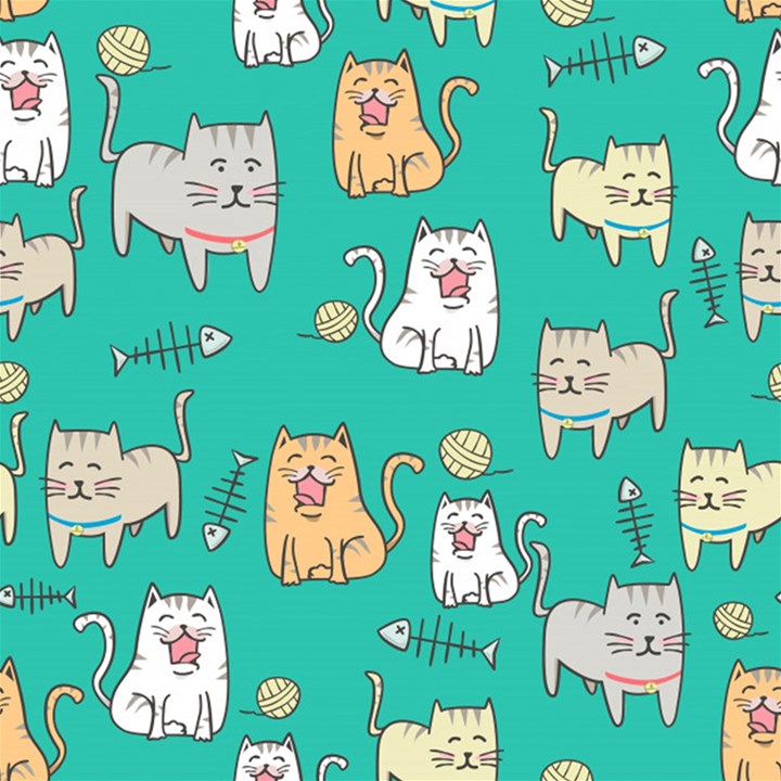 Seamless-pattern-cute-cat-cartoon-with-hand-drawn-style Play Mat (Rectangle)