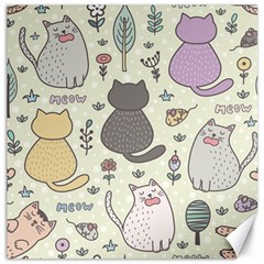 Funny Cartoon Cats Seamless Pattern Canvas 12  X 12  by Salman4z