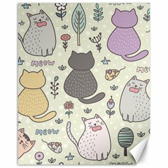 Funny Cartoon Cats Seamless Pattern Canvas 16  X 20  by Salman4z