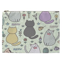 Funny Cartoon Cats Seamless Pattern Cosmetic Bag (xxl) by Salman4z