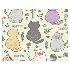 Funny Cartoon Cats Seamless Pattern Two Sides Premium Plush Fleece Blanket (medium) by Salman4z