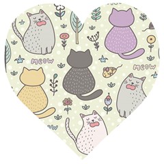 Funny Cartoon Cats Seamless Pattern Wooden Puzzle Heart by Salman4z