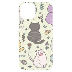 Funny Cartoon Cats Seamless Pattern Iphone 14 Black Uv Print Case by Salman4z