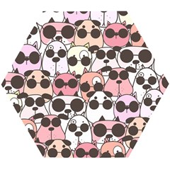 Cute-dog-seamless-pattern-background Wooden Puzzle Hexagon by Salman4z