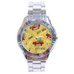 Childish-seamless-pattern-with-dino-driver Stainless Steel Analogue Watch by Salman4z