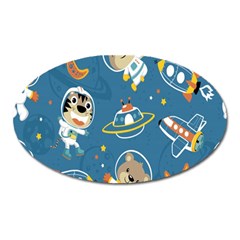 Seamless-pattern-funny-astronaut-outer-space-transportation Oval Magnet by Salman4z