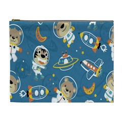 Seamless-pattern-funny-astronaut-outer-space-transportation Cosmetic Bag (xl) by Salman4z