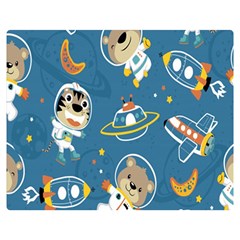 Seamless-pattern-funny-astronaut-outer-space-transportation Two Sides Premium Plush Fleece Blanket (medium) by Salman4z