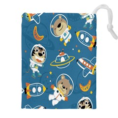 Seamless-pattern-funny-astronaut-outer-space-transportation Drawstring Pouch (4xl) by Salman4z