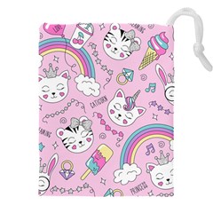 Beautiful-cute-animals-pattern-pink Drawstring Pouch (4xl) by Salman4z