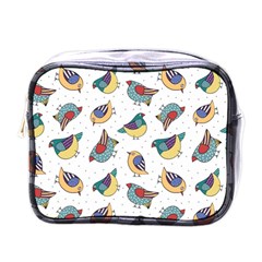 Seamless-pattern-with-hand-drawn-bird-black Mini Toiletries Bag (one Side)