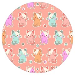 Cute-kawaii-kittens-seamless-pattern Round Trivet by Salman4z