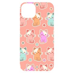 Cute-kawaii-kittens-seamless-pattern Iphone 14 Plus Black Uv Print Case by Salman4z