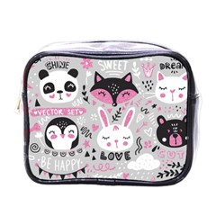 Big-set-with-cute-cartoon-animals-bear-panda-bunny-penguin-cat-fox Mini Toiletries Bag (one Side)